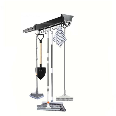 Pull Out Mop And Broom Holder, Laundry Room Organization And Storage, Garage Organization Hooks, Closet Pull Out Storage Organizer, Garden Tool Organizer For Home Kitchen Garden (31cm-10hook)