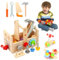 Werkzeugkoffer Kinder Werkbank, Montessori Werkzeug Holzspielzeug Spielzeug ab 2 3 4 Jahre,24 Stück Kinderwerkzeug Montessori Holzspielzeug, Geschenk Junge Mädchen ab 3 Jahren