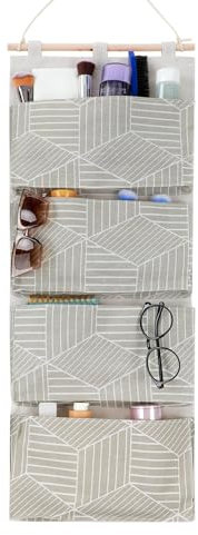 Bathroom Hanging Storage Bag, Wall Mount Hangable Pocket Organizer 3-Layer Hanging Bag File Wall Pocket Organizer Fabric Magazine Linen Cotton, Wall Hanging Storage Organizer for Bathroom Bedroom