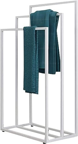 Porte-Serviettes sur Pied, Porte-Serviettes Vertical en métal à 3 Niveaux for Le Porte-Serviettes d'extérieur de la Chambre(White)