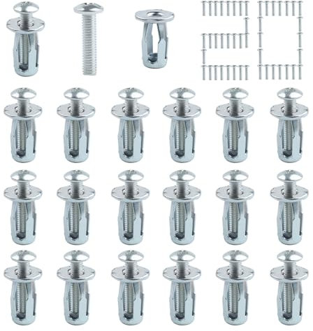 20Pezzi Vite Dadi a Petalo di Espansione in Acciaio al Carbonio, M5 M6 Jack Dadi di Fissaggio Sottile Zincati, Dadi di Inserimento a Petalo per Pannello Pressato Plastica Polywood