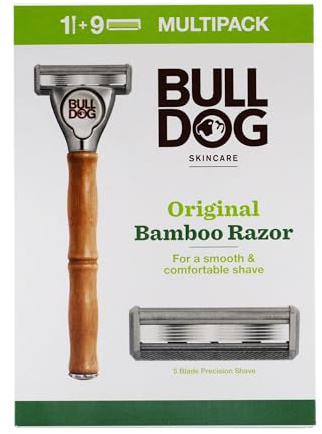 Bulldog Skincare - Original Bamboo Razor Multipack, Smooth Glide Razor Handle Plus 9 Blade Refills for Men