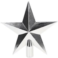 Estrella de Navidad Alasia para copa del árbol 200x196mm fabricada en plástico color plata acabado en purpurina