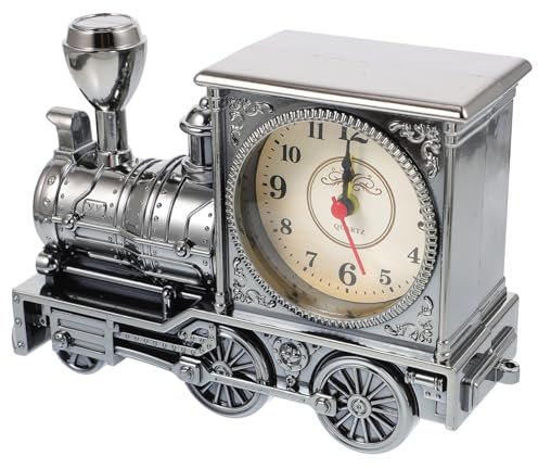 Cabilock Retro-wecker Tischuhr Alte Wecker Lokomotive Spielzeug Retro-Desktop-Uhr Lokomotive Aus Bronze Vintage Retro-analog-wecker Steampunk-zeitmaschine Dekorativer Wecker Tischwecker Zug
