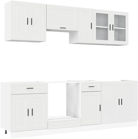 vidaXL 8-TLG. Küchenschrank-Set Porto Weiß Holzwerkstoff