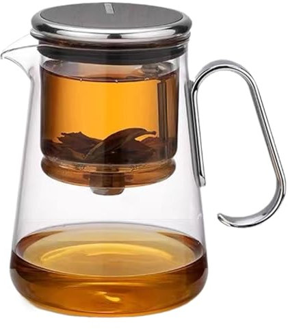 Infusore per tè, teiera magnetica in vetro con colino, forma rotonda, teiera in vetro trasparente con infusore, teiera in vetro trasparente con infusore, teiera in vetro separatore per tè in e
