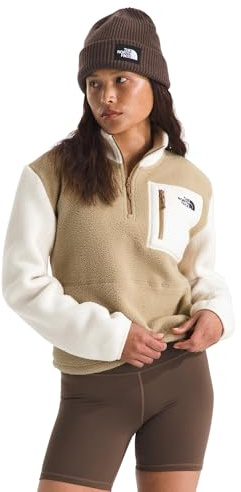 The North Face Damen Yumiori 1/4 Zip Sweatshirt, Khaki Stone/White Dune, L