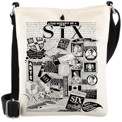 MYSOMY Six The Musical Inspired Gift The History of Six Musical Crossbody Bag Six Queens Umhängetasche Musiktheater Geschenk, Six Cb, 16.5 x 21 x 5.5 centimeters (6.5 x 8.3 x 2.16 inches)