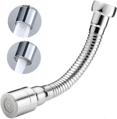 Rallonge Robinet avec 2 Modes 17cm,Flexible Embout Robinet Cuisine,Brise Jet Robinet Cuisine à 360° degrés,Rallonge Robinet de Cuisine,Aérateur Robinet Cuisine(2 modes, 17 cm)