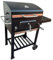 NYS Barbecue à charbon de bois, grille en fonte, décapsuleur, barbecue avec thermomètre, barbecue à roulettes avec couvercle, acier inoxydable revêtu par poudre, grand barbecue sur roues, avec grille