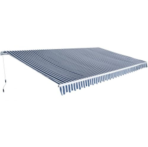 Toldo plegable de 600 cm, color azul y blanco, para césped y jardín, al aire libre, toldos para ventanas y puertas