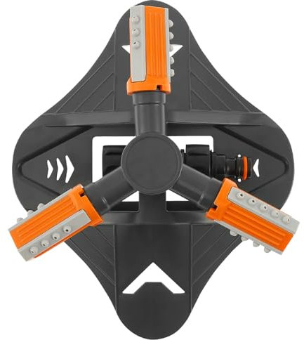 Aspersor de césped con rotación de 360 grados, gran superficie, 3 brazos, aspersor de jardín con acoplamiento rápido, acero inoxidable, sistema de riego para césped, terraza, riego de jardín