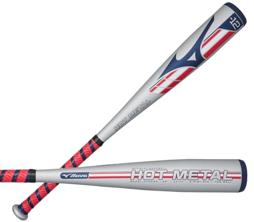 Mizuno Boys HOT Metal - Big Barrel Tee Ball USA Baseball Bat (-12), Grey-Red, 24 Inches