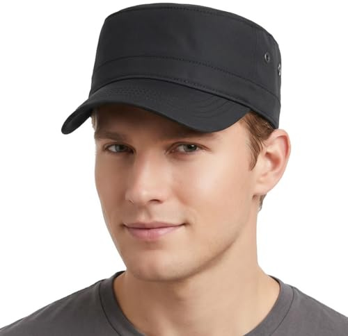 HIQIU Military Cap Herren Sommer Leichte Schnelltrocknende Army Cap | Unisex Militär Cadet Hut Flat Baseballmütze Verstellbar
