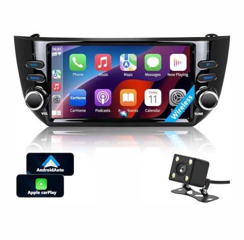 Radio de Coche Fiat Punto (2010-2016) / Linea (2012-2015) Wireless CarPlay&Android Auto Stereo Auto Bluetooth 7 con Pantalla para Táctil con FM/GPS/SWC/Mirror Link (Lling-Fiat Punto)