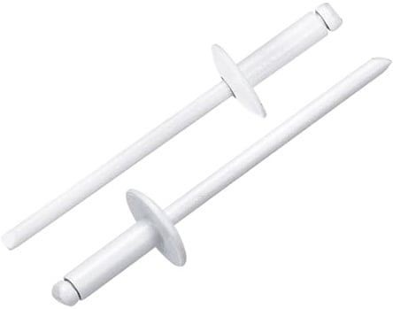QUARKZMAN 50 Stück Blindnieten 1/8x3/8 Aluminium Nieten, Popnieten Mit Greifer Und Stahldorn Große Flansch Befestigungsnieten Für Metall Möbel Automotive Weiß