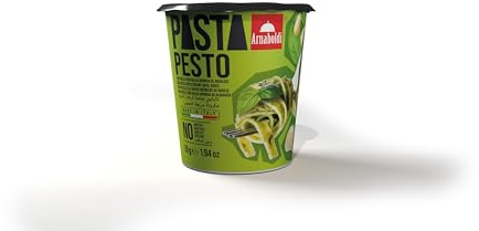 Arnaboldi - Pasta al Pesto Pronta, Piatti Pronti in 6 Minuti nel Contenitore o in Microonde, Noodles Istantanei Vegetariani per Pausa Pranzo o Cena Veloce - Alimentari Monoporzione 55g, 180g da Cotta