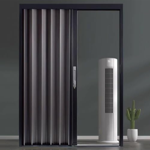 Falttür Aus Metall für Den Innenbereich, Ideal für Wohnräume, Magnetische Aluminium-Falttür für Den Gewerblichen Bereich, für Den Innen- Und Außenbereich Geeignet(Grey,155x65 cm)