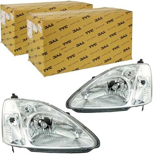 BandelOne 2xTYC H4 Scheinwerfer links+rechts mit Lwr+Motor | 20-6251-05-2 + 20-6252-05-2 Kompatibel mit Civic Vii Hatchback (eu, Ep, Ev)