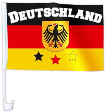 Auto Flagge Länder – Autofahne mit Länderflagge – Fanartikel EM WM Public Viewing – Breite ca. 46,5 cm und Höhe ca. 30,5 cm, die Fahnenstange hat eine Gesamtlänge von ca. 45 cm.