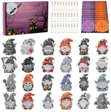 Halloween Calendar Countdown 24 Days Gnomes Pendant Keychains Decor