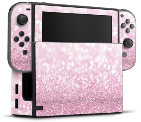 DeinDesign Skin kompatibel mit Nintendo Switch Folie Sticker pink Glitzer Look Glanz
