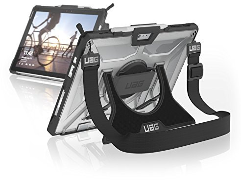 Urban Armor Gear Plasma Hülle für Microsoft Surface Pro 7 / Pro 7+ / Pro 6 / 5 / 4 (Microsoft zertifiziert, Type-Cover kompatibel, Surface Pen Halterung, Standfunktion, Schultergurt) - transparent