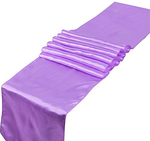 RayLineDo® Pack of 5 12'' X 108'' Satin Table Runners for Wedding Party Banquet Table Party Bridal Decoration in Lilac