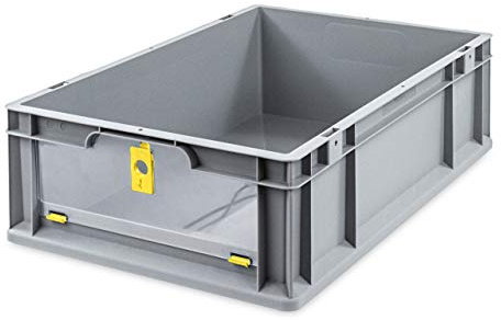 aidB Eurobox NextGen Insight Cover gelb, 600x400x170 mm, Cover niedrig, robuste Regalbox mit Entnahmeöffnung, stapelbare Kunststoffkiste, ideal für die Industrie, 1St