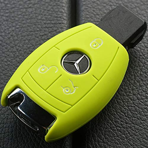 Soft Case Schutz Hülle Auto Schlüssel für Mercedes Benz Smartkey E-Klasse W212 S212 C207 A207 CLS CLA 117 B-Klasse W242 W246 A-Klasse W176 S-Klasse W221 W222 V-Klasse W447 / Farbe: Apfelgrün