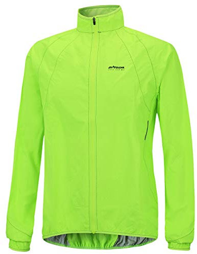 Airtracks Herren Regenjacke Fahrradjacke Laufjacke wasserdichte Jacke Radlerjacke Radjacke Wasserdicht Winddicht Windstopper Atmungsaktiv Reflektierend - neon - M