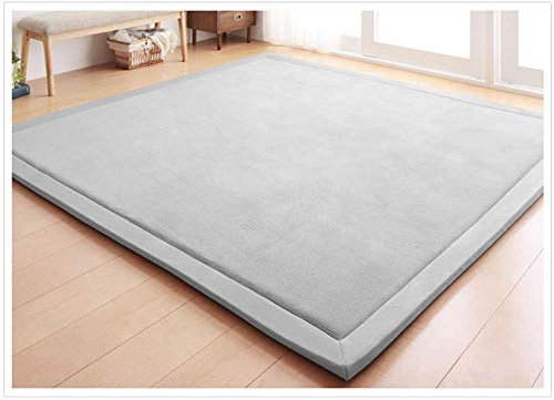 Loartee korallen Samtmatte, Teppich, als Krabbeldecke fürs Kind, Yogamatte und Übungsauflage geeignet, Silbergrau, 130 * 190cm
