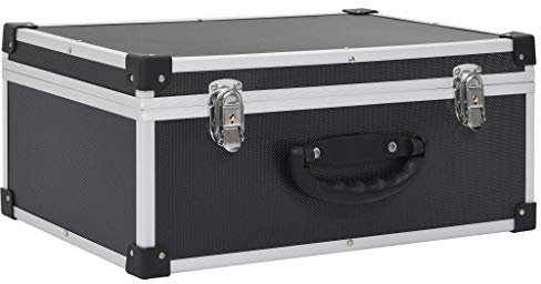 vidaXL Etui de CD pour 60 CD Boîte de Rangement de CD Boîtier Coffre de Rangement de CD Bac de Rangement Boîte pour Stockage Aluminium ABS Noir