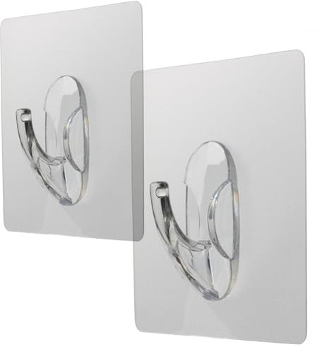EXEHook Wandhaken Saugnapf/Selbstklebend für Küche, Bad, Caravan transparent (5Kg XL eckig 2er Set)