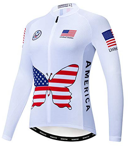 Women's Cycling Jersey Long Sleeve Bike Jacket Biking Shirt Bicycle Clothing - White - Small