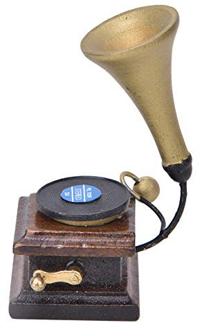 1:12 Puppenhaus Dekor Zubehör Antik Grammophon, Vintage Phonograph Familie Möbel Holzplatte Puppenhaus Modell(Braun)