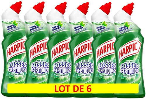 HARPIC Lot de 6 Gels WC Fosses Septiques Menthe - 750 ml