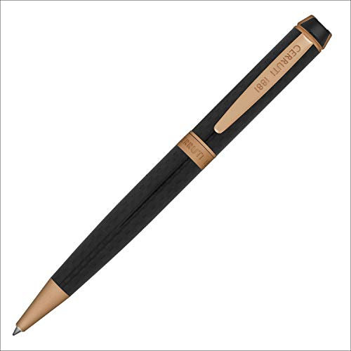 Cerruti 1881 Kugelschreiber „Fetter“ | Schreibstift aus Karbonfaser mit roségoldenen Beschlägen | Blaue Tinte