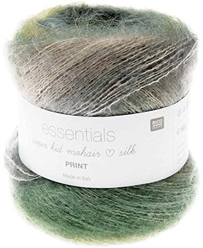 Rico Essentials Super Kid Mohair Loves Silk Print, Lacegarn Mohair Seide Farbverlauf zum Stricken und Häkeln, Lacewolle Nadelstärke 4,5 mm, 50g ca. 400m (010 Wald, Grundpreis: 36,98€/100g)