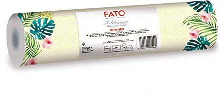 FATO - Tischläufer, Textileffekt, Größe 0,4x24 m, Zuschnitt alle 1,20 m, Packung mit 20 Läufern, Dry-Paper, Airliad, Hochwertig, Farbe Tropicana