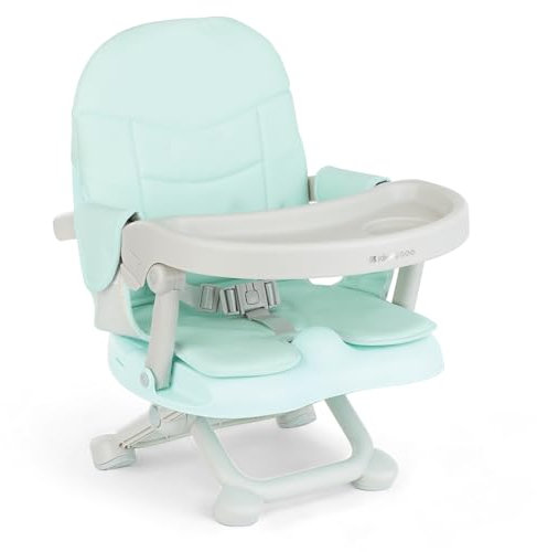 KikkaBoo Alzador de Silla PAPPO, Booster hasta 36 meses, Asiento Elevador Plegable, Bandeja Extraíble, Trona de Viaje Portátil y Ajustable, Compacta, Menta