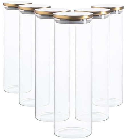 Argon Tableware Glaspeichergläser Mit Metalldeckel - 2L - Gold - Pack Von 6