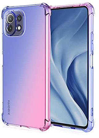 WEIOU TPU Sfumato Cover per Xiaomi Mi 11 Lite (5G/4G) / 11 Lite 5G NE Case, Custodia in Morbida Silicone TPU Anti-Graffio Antiurto Protettiva Shell Bumper (Blu Rosa)