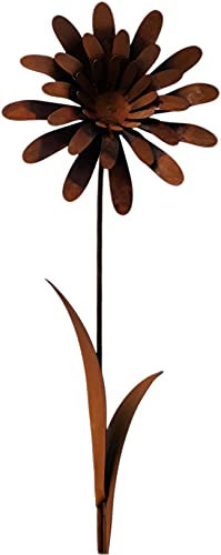 EdelrostFabrik Blume aus Edelrost Deko-Blume aus Metall für den Garten 100cm rostige Gartendeko mit Abschraubbarer Blüte