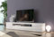 Dmora - Meuble TV Jesse, Buffet bas de salon avec 3 portes, Base pour meuble TV, 100% Made in Italy, 200x40h37 cm, Blanc brillant