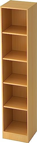 bümö Office Regal Buche, Standregal Holz - Aktenregal für Ordner & Bücher, Bücherregal 40 cm schmal, 5 OH Regal Wand, Büroregal, Holzregal, Ordnerregal, Buchregal, Wandregal, Büromöbel