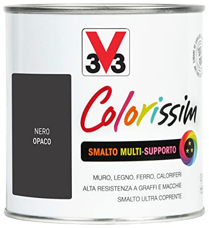 V33 Smalto Multisupporto Colorissim Nero Opaco 0,5L