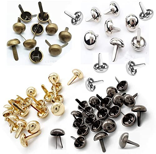 Wanfoou 120 Pcs Remaches De Hierro,4 Colores Remaches para Piel Bolso, Bronce Remaches De Metal Remaches De Piel Bricolaje Espárragos Espigas Remaches Remaches De Cuero Doble Tapa Remache(12 * 20 mm)