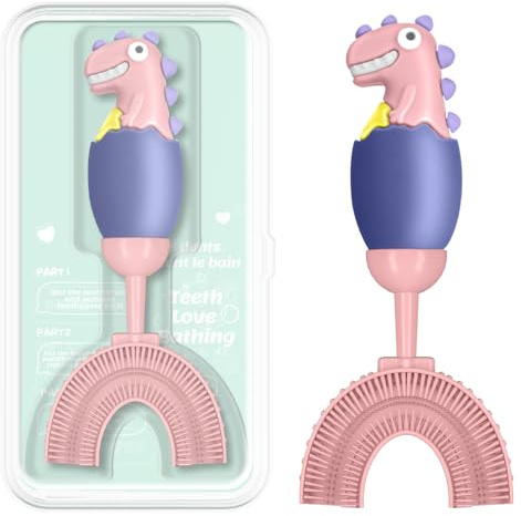ZMRZ U-Shaped Toothbrush for Kids Ages 2-7,Soft Food-Grade Silicone for Sensitive Gums,360° Teeth Cleaning Design,Training & Travel-Friendly Toddler's Toothbrush (Purple, U Shaped)