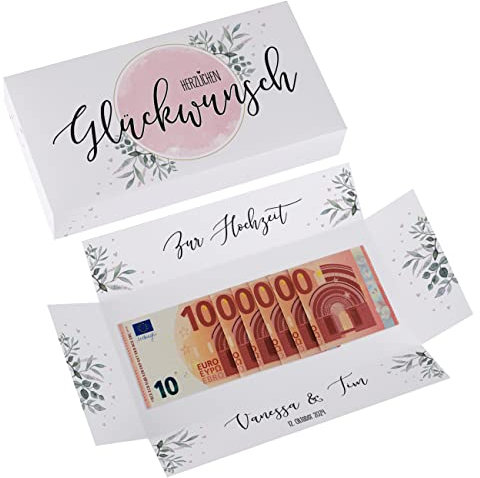 Herz & Heim® Geschenkverpackung Geldgeschenk mit Personalisierung - Erste Million Glückwunsch Hochzeit